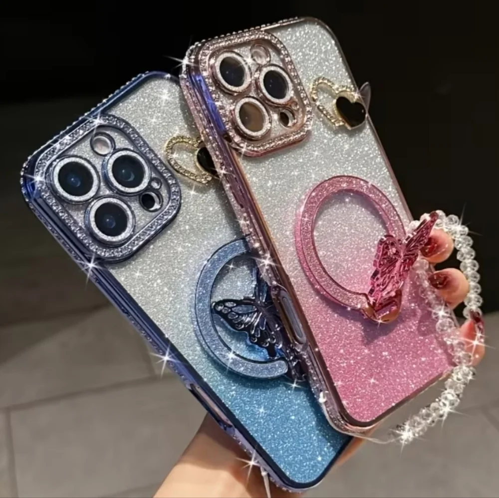 Glitter‎ Butterfly Foldable Cellphone Magnetic Ring Holder Phone Grip Kickstand